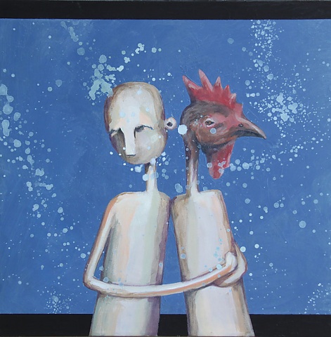 Maleri: Mig og min høne